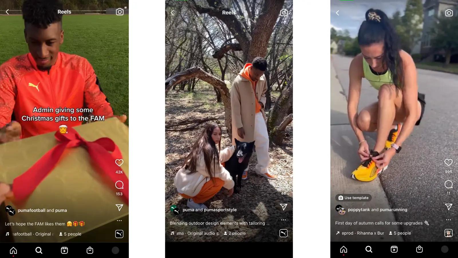 Screenshot of Instagram Reels from Puma